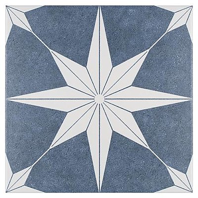 Stella Day Blue and White 9-3/4" x 9-3/4" Ceramic Tile - Sold Per Case of 16 - 11.11 Square Feet Per Case