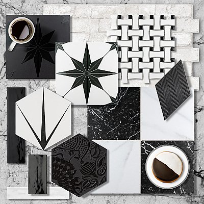 Stella Luxe Nero 9-3/4" x 9-3/4" Porcelain Floor & Wall Tile - 16 Tiles Per Case - 10.88 Sq. Ft.