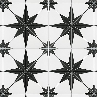 Stella Nero Black and White 9-3/4" x 9-3/4" Ceramic Tile - Sold Per Case of 16 - 11.11 Square Feet Per Case