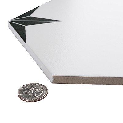 Stella Hex Nero 8-5/8"x 9-7/4" Ceramic Tile - Per Case of 25 Pieces - 11.50 Sq. Ft.