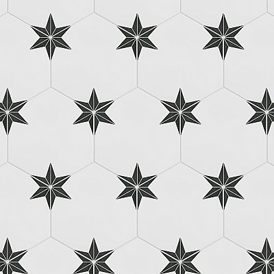 Stella Hex Nero 8-5/8"x 9-7/4" Ceramic Tile - Per Case of 25 Pieces - 11.50 Sq. Ft.