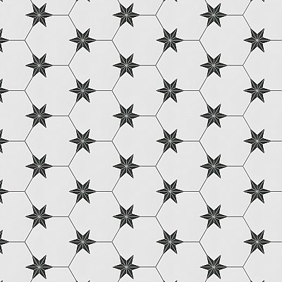 Stella Hex Nero 8-5/8"x 9-7/4" Ceramic Tile - Per Case of 25 Pieces - 11.50 Sq. Ft.
