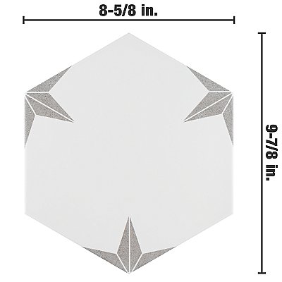 Stella Hex Silver 8-5/8"x 9-7/4" Ceramic Tile - Per Case of 25 Pieces - 11.50 Sq. Ft.