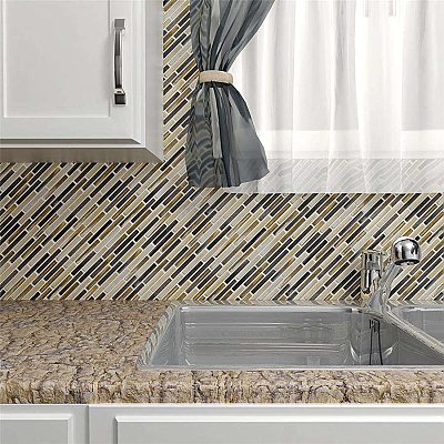 Rustica Brick Highlands 10-3/4" x 12-3/4" Porcelain Mosaic Tile -  Porcelain Mosaic Tile - Brown & Cream- Per Sheet - .95 Square Feet