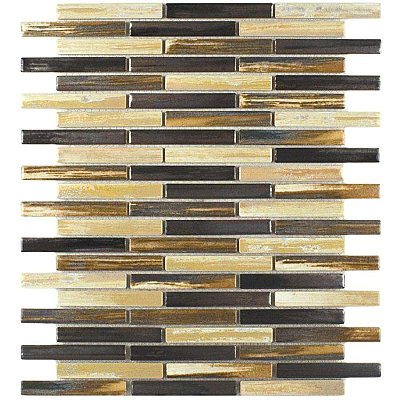 Rustica Brick Highlands 10-3/4" x 12-3/4" Porcelain Mosaic Tile -  Porcelain Mosaic Tile - Brown & Cream- Per Sheet - .95 Square Feet