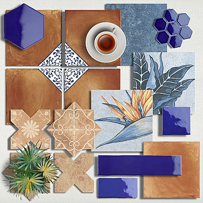 Sentier des Ocres Deco 7-7/8" x 7-7/8" Porc Floor/Wall Tile - 16 Per Case - 7.2 Sq. Ft. Per Case
