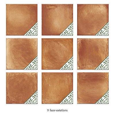 Sentier des Ocres Deco Green 7-7/8" x 7-7/8" Porcelain Floor and Wall Tile - 16 Tiles Per Case - 7.2 Square Feet