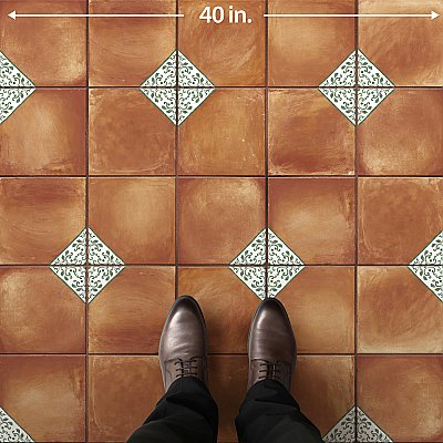 Sentier des Ocres Deco Green 7-7/8" x 7-7/8" Porcelain Floor and Wall Tile - 16 Tiles Per Case - 7.2 Square Feet