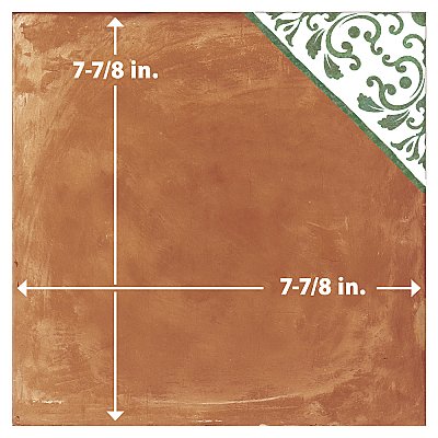 Sentier des Ocres Deco Green 7-7/8" x 7-7/8" Porcelain Floor and Wall Tile - 16 Tiles Per Case - 7.2 Square Feet