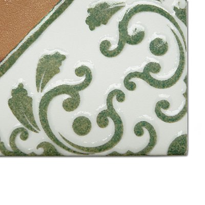 Sentier des Ocres Deco Green 7-7/8" x 7-7/8" Porcelain Floor and Wall Tile - 16 Tiles Per Case - 7.2 Square Feet