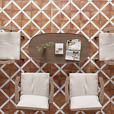 Sentier des Ocres Treillis Green 7-7/8" x 7-7/8" Porcelain Floor and Wall Tile - 16 Tiles Per Case - 7.2 Square Feet