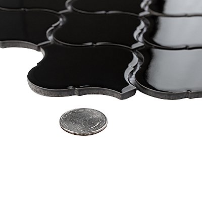 Metro Lantern Glossy Black 9-1/2" x 10-3/4" Porcelain Mosaic Tile - 10 Tiles Per Case - 7.3 Sq. Ft.
