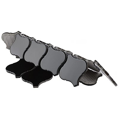 Metro Lantern Glossy Black 9-1/2" x 10-3/4" Porcelain Mosaic Tile - 10 Tiles Per Case - 7.3 Sq. Ft.