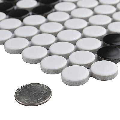 Metro Penny Satin 11-1/2" x 9-3/4" White with Flower Porcelain Mosaic Tile - Sold Per Case of 10 - 7.97 Square Feet