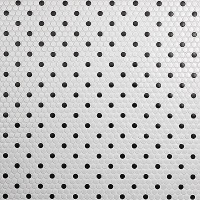Metro Penny Matte 9-3/4" x 11-1/2" White with Black Dot Porcelain  Mosaic Tile - Sold Per Case of 10 - 7.97 Square Feet