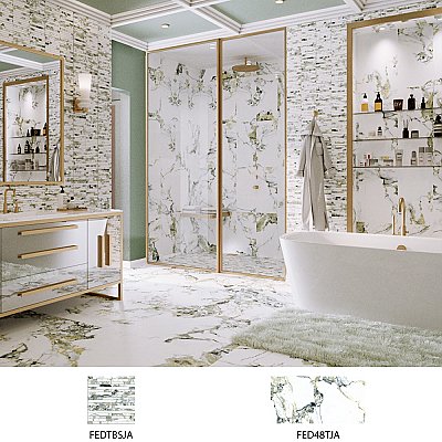 Touche Jade 23-1/2" x 47-1/8" Porcelain Floor and Wall Tile - 2 Tiles Per Case - 15.44 Square Feet