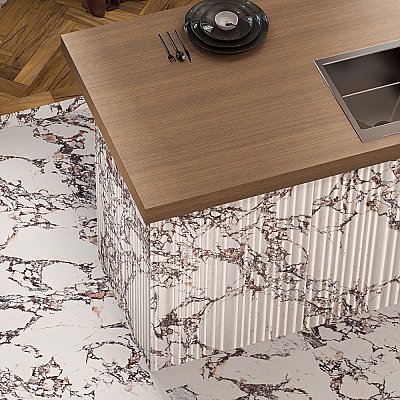 Touche Pleated Deco Rubis 23-1/2" x 47-1/8" Porcelain Floor and Wall Tile - 2 Tiles Per Case - 15.44 Square Feet
