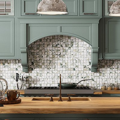 Touche 2" Square Jade 11-3/4" x 11-3/4" Porcelain Mosaic Tile - 1 Tiles Per Case - 0.98 Square Feet