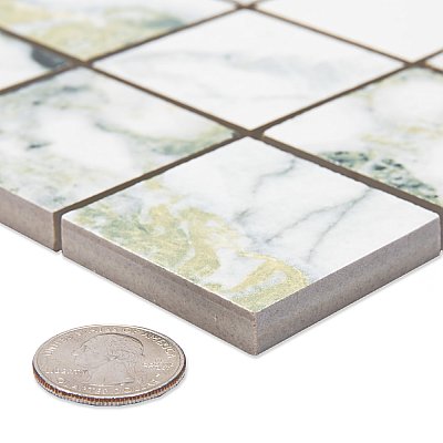 Touche 2" Square Jade 11-3/4" x 11-3/4" Porcelain Mosaic Tile - 1 Tiles Per Case - 0.98 Square Feet