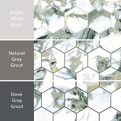 Touche 4" Hex Jade 11-3/4" x 13-5/8" Porcelain Mosaic Tile - 1 Tiles Per Case - 1.13 Square Feet