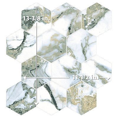 Touche 4" Hex Jade 11-3/4" x 13-5/8" Porcelain Mosaic Tile - 1 Tiles Per Case - 1.13 Square Feet