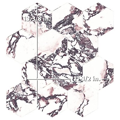 Touche 4" Hex Rubis 11-3/4" x 13-5/8" Porcelain Mosaic Tile - 1 Tiles Per Case - 1.13 Square Feet