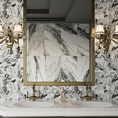 Touche 4" Hex Zebre 11-3/4" x 13-5/8" Porcelain Mosaic Tile - 1 Tiles Per Case - 1.13 Square Feet