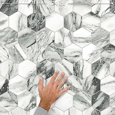 Touche 4" Hex Zebre 11-3/4" x 13-5/8" Porcelain Mosaic Tile - 1 Tiles Per Case - 1.13 Square Feet
