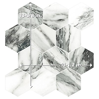 Touche 4" Hex Zebre 11-3/4" x 13-5/8" Porcelain Mosaic Tile - 1 Tiles Per Case - 1.13 Square Feet