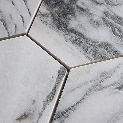 Touche 4" Hex Zebre 11-3/4" x 13-5/8" Porcelain Mosaic Tile - 1 Tiles Per Case - 1.13 Square Feet