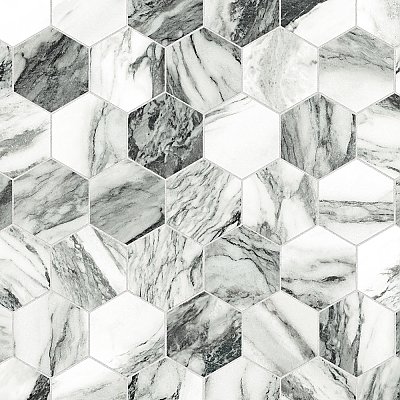Touche 4" Hex Zebre 11-3/4" x 13-5/8" Porcelain Mosaic Tile - 1 Tiles Per Case - 1.13 Square Feet