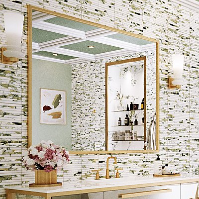 Touche Brick Stacked Jade 11-3/4" x 11-3/4" Porcelain Mosaic Tile - 1 Tiles Per Case - 0.98 Square Feet