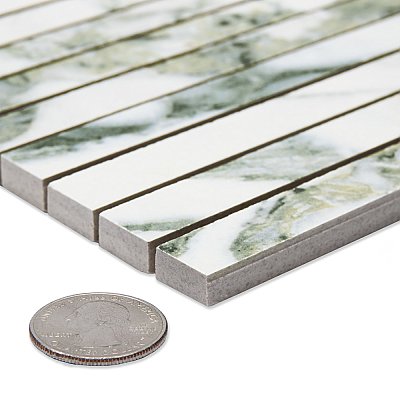 Touche Brick Stacked Jade 11-3/4" x 11-3/4" Porcelain Mosaic Tile - 1 Tiles Per Case - 0.98 Square Feet