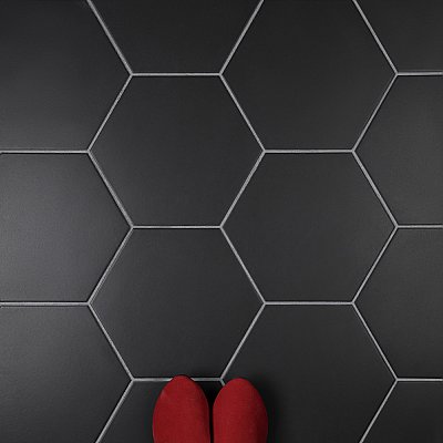 Apini Hex Matte Black 9-1/8" x 10-1/2" Porc Floor & Wall Tile - Sold Per Case of 14 - 7.14 Sq. Ft.