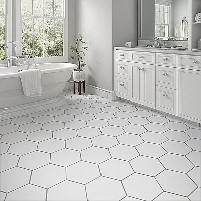 Apini Hex Matte White 9-1/8" x 10-1/2" Porc Floor & Wall Tile - Sold Per Case of 14 - 7.14 Sq. Ft.