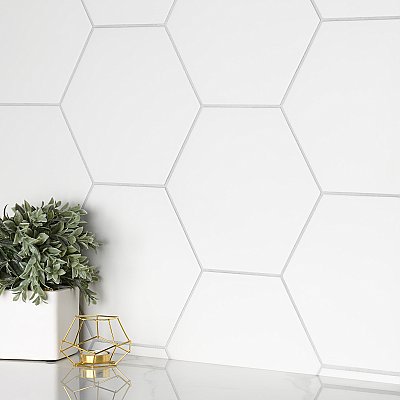 Apini Hex Matte White 9-1/8" x 10-1/2" Porc Floor & Wall Tile - Sold Per Case of 14 - 7.14 Sq. Ft.