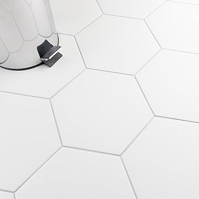 Apini Hex Matte White 9-1/8" x 10-1/2" Porc Floor & Wall Tile - Sold Per Case of 14 - 7.14 Sq. Ft.