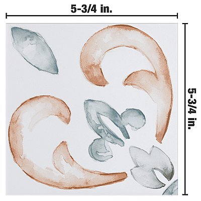 Saint Germain Chaud Deco Flore 5-3/4" x 5-3/4" Porcelain Floor & Wall Tile - 10.46 Sq. Ft - 44 Tiles Per Case