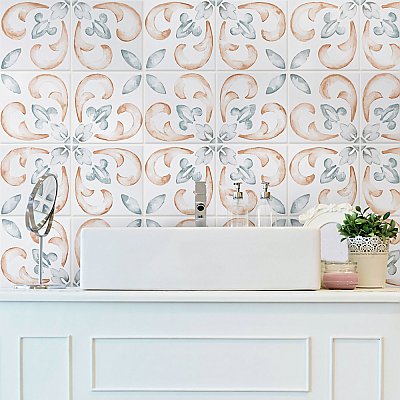 Saint Germain Chaud Deco Flore 5-3/4" x 5-3/4" Porcelain Floor & Wall Tile - 10.46 Sq. Ft - 44 Tiles Per Case