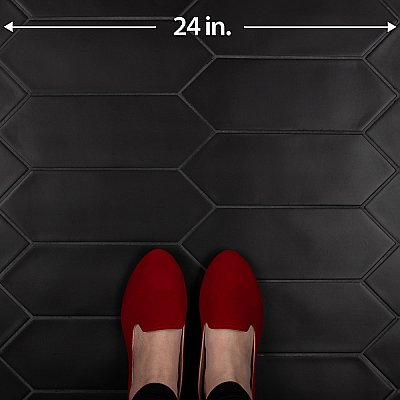Kite Black 3-7/8" x 11-3/4" Porcelain Floor & Wall Tile - 40 Tiles Per Case - 11.2 Sq. Ft.