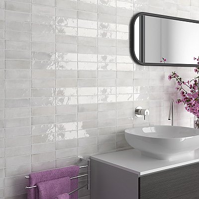 Coco Matte Cloud White 2" x 5-7/8" Porcelain Floor & Wall Tile - 66 Tiles Per Case - 5.94 Sq. Ft.