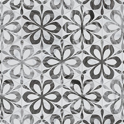 Classico Bardiglio Hex Daisy 7" x 8" Porcelain Floor & Wall Tile - Per Case of 25 - 7.50 Sq. Ft.