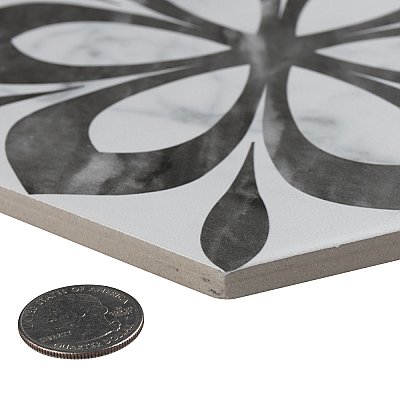 Classico Bardiglio Hex Daisy 7" x 8" Porcelain Floor & Wall Tile - Per Case of 25 - 7.50 Sq. Ft.