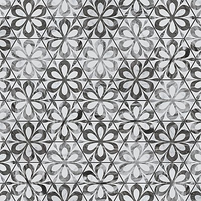 Classico Bardiglio Hex Daisy 7" x 8" Porcelain Floor & Wall Tile - Per Case of 25 - 7.50 Sq. Ft.