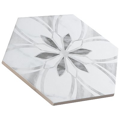 Classico Bardiglio Hex Dahlia Light 7" x 8" Porcelain Floor & Wall Tile - Per Case of 25 - 7.50 Sq. Ft.