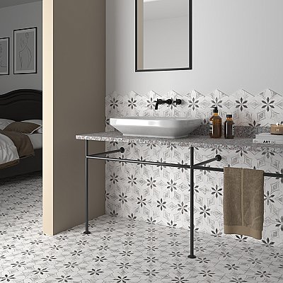 Classico Bardiglio Hex Dahlia Light 7" x 8" Porcelain Floor & Wall Tile - Per Case of 25 - 7.50 Sq. Ft.