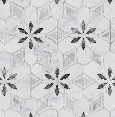 Classico Bardiglio Hex Dahlia Light 7" x 8" Porcelain Floor & Wall Tile - Per Case of 25 - 7.50 Sq. Ft.