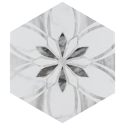 Classico Bardiglio Hex Dahlia Light 7" x 8" Porcelain Floor & Wall Tile - Per Case of 25 - 7.50 Sq. Ft.
