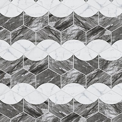 Classico Bardiglio Hex Moon Carrara 7" x 8" Porcelain Floor & Wall Tile - Per Case of 25 - 7.50 Sq. Ft.
