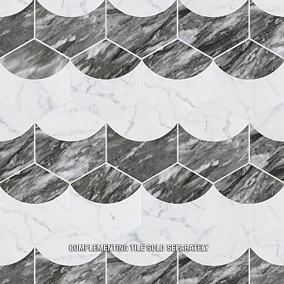 Classico Bardiglio Hex Moon Carrara 7" x 8" Porcelain Floor & Wall Tile - Per Case of 25 - 7.50 Sq. Ft.
